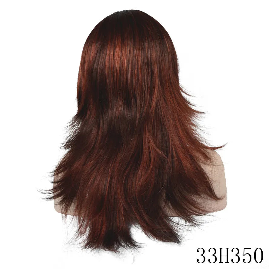 StrongBeauty Wig Natural Layered Long Straight Hair Synthetic Hair Brown/Black wigs for black women