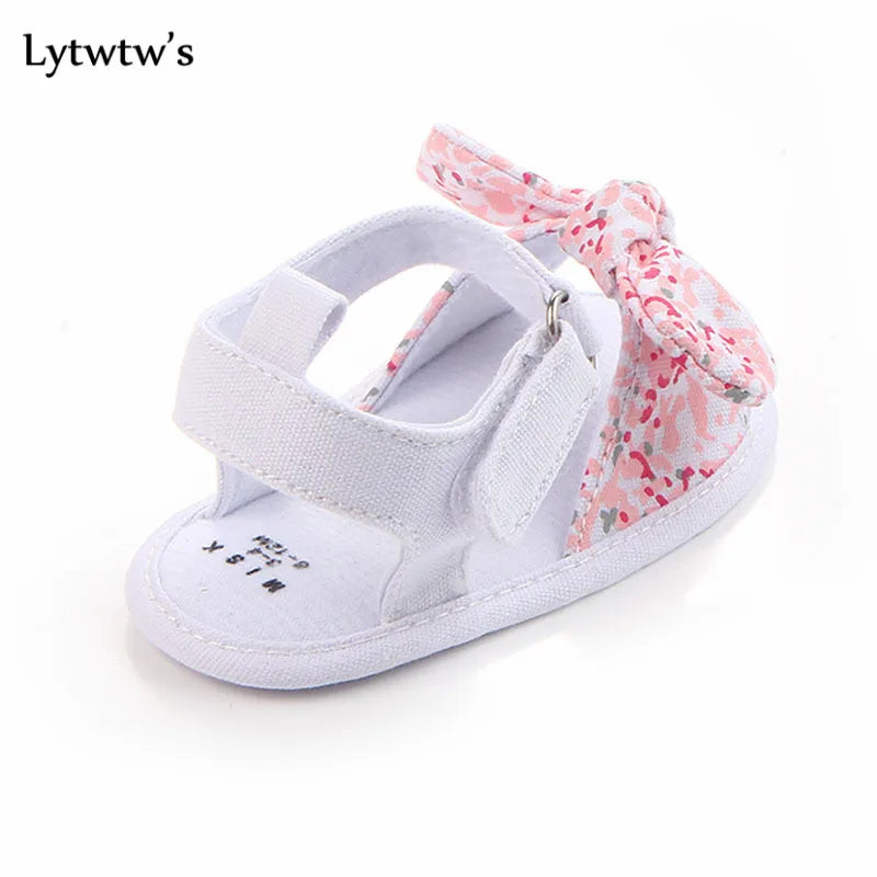 1 Pair Lytwtw's Children Baby Kids Boys girls Shoes Non-Slip Canvas Bowknot Toddlers Newborn Infantil sandals