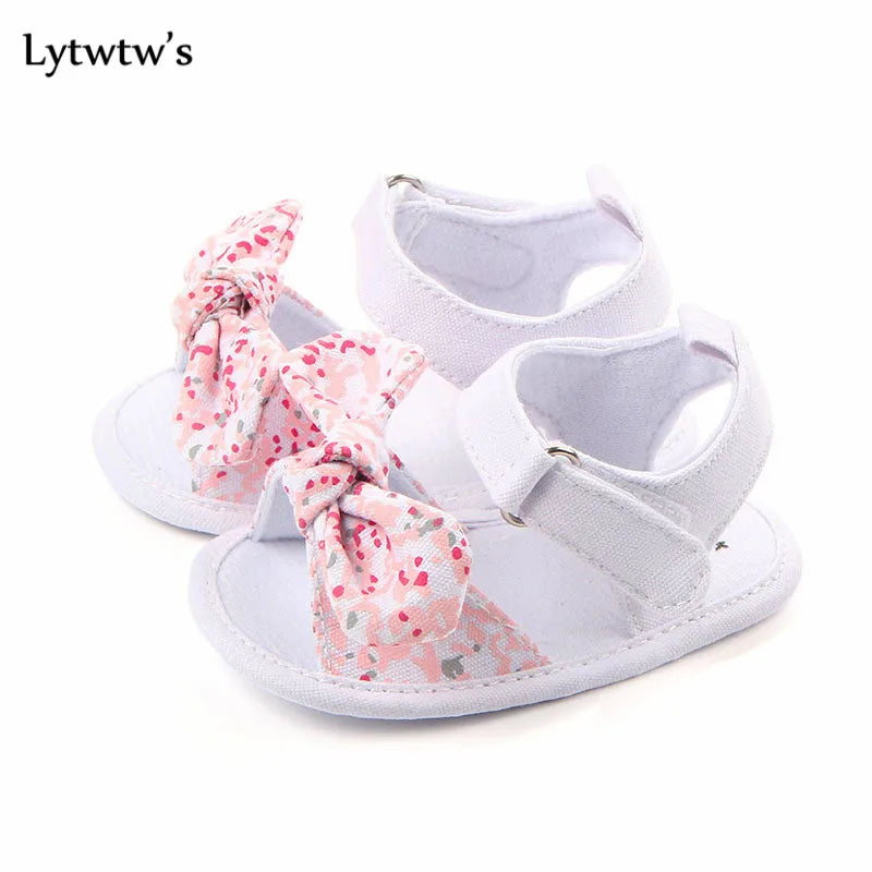 1 Pair Lytwtw's Children Baby Kids Boys girls Shoes Non-Slip Canvas Bowknot Toddlers Newborn Infantil sandals