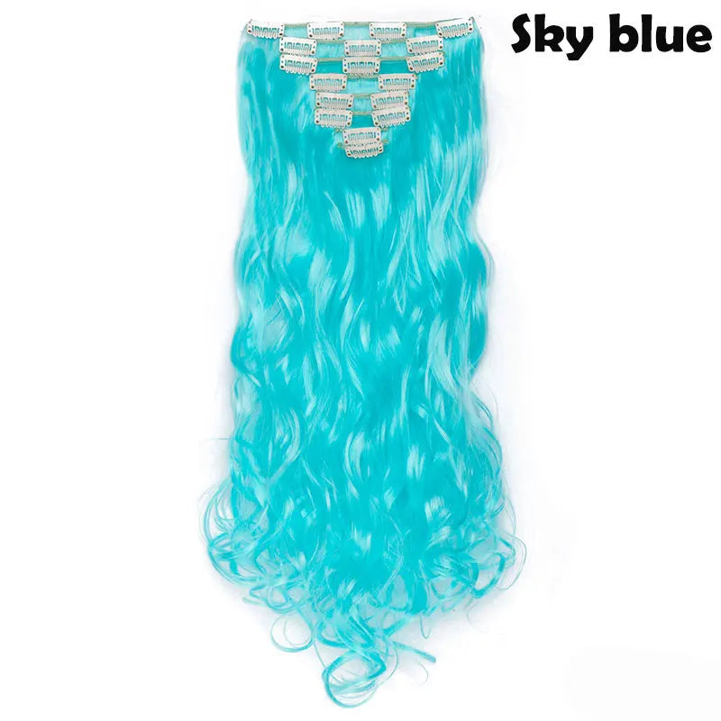 S-noilite Synthetic 8Pcs/SET 24inch Clip In One Piece Hair Extension Long Straight Wavy 53Color Black Blonde Clip Hairpiece