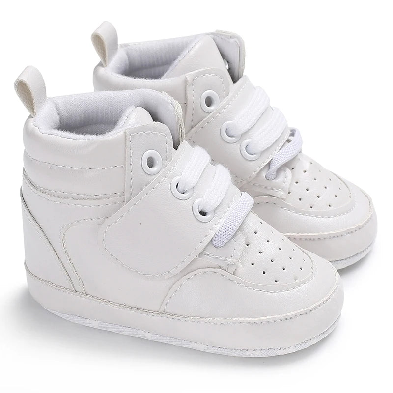 Boys And Girls Gentleman Shoes Soft Soled White Shoes Leisure Sports Shoes Newborn First Walk 0-18Months Bed Shoes