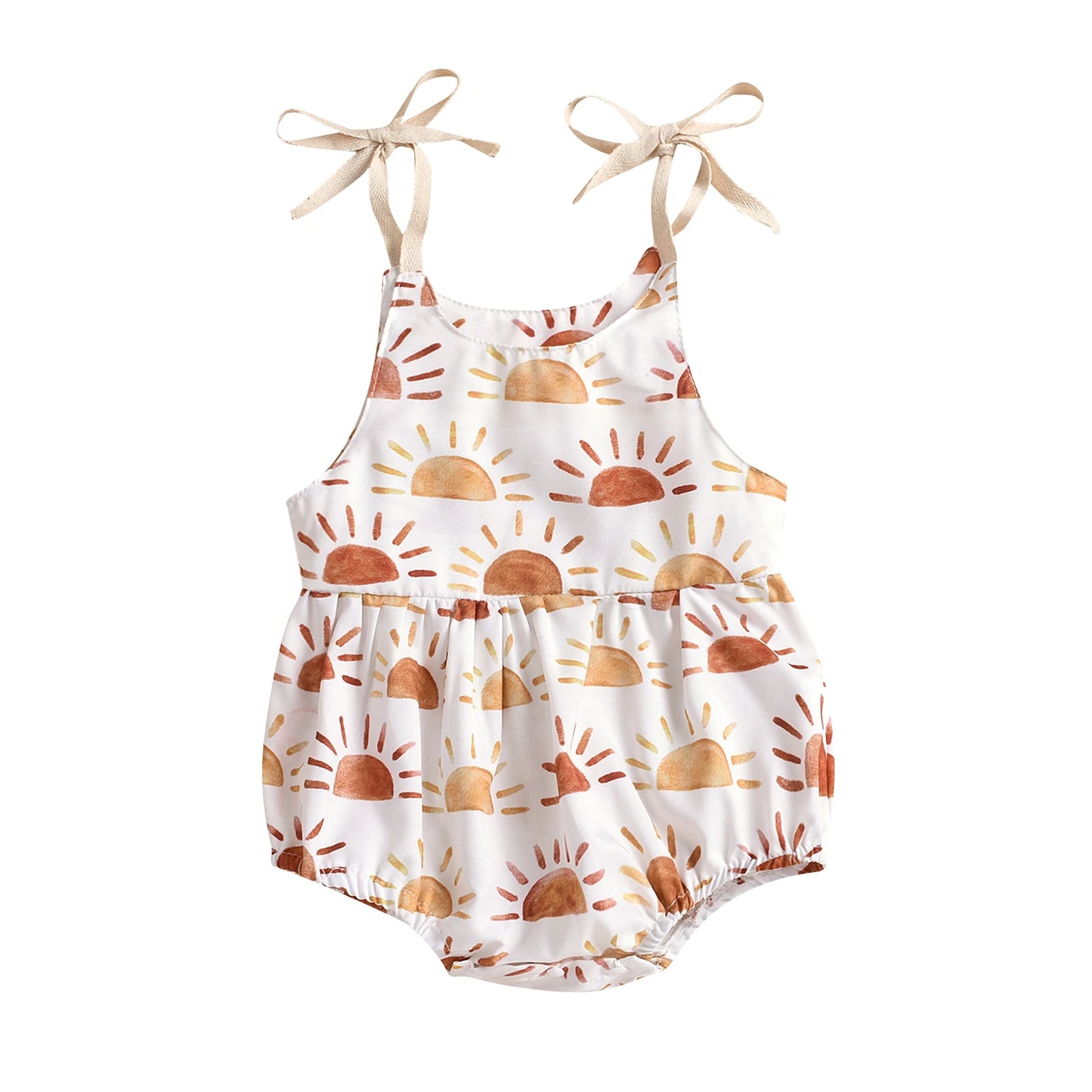 0-24M Newborn Infant Baby Girl Sun Sunflowe Print Sleeveless Romper Jumpsuit Summer Toddler Clothing