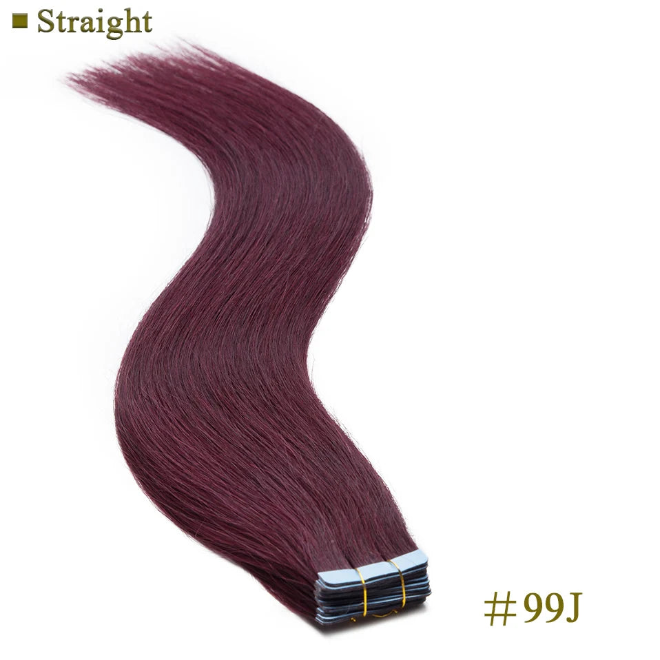 S-noilite 2g/pc Wavy/Straight Tape In Hair Extensions Glue In Real Hair Extensions Invisible Double Side 14inch Short Human Hair