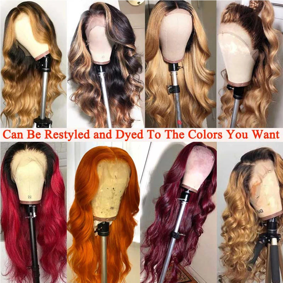 HD Transparent 13x6 Lace Front Human Hair Wigs Body Wave Pre Plucked Peruvian Body Wave Human Hair Frontal Wigs For Black Women