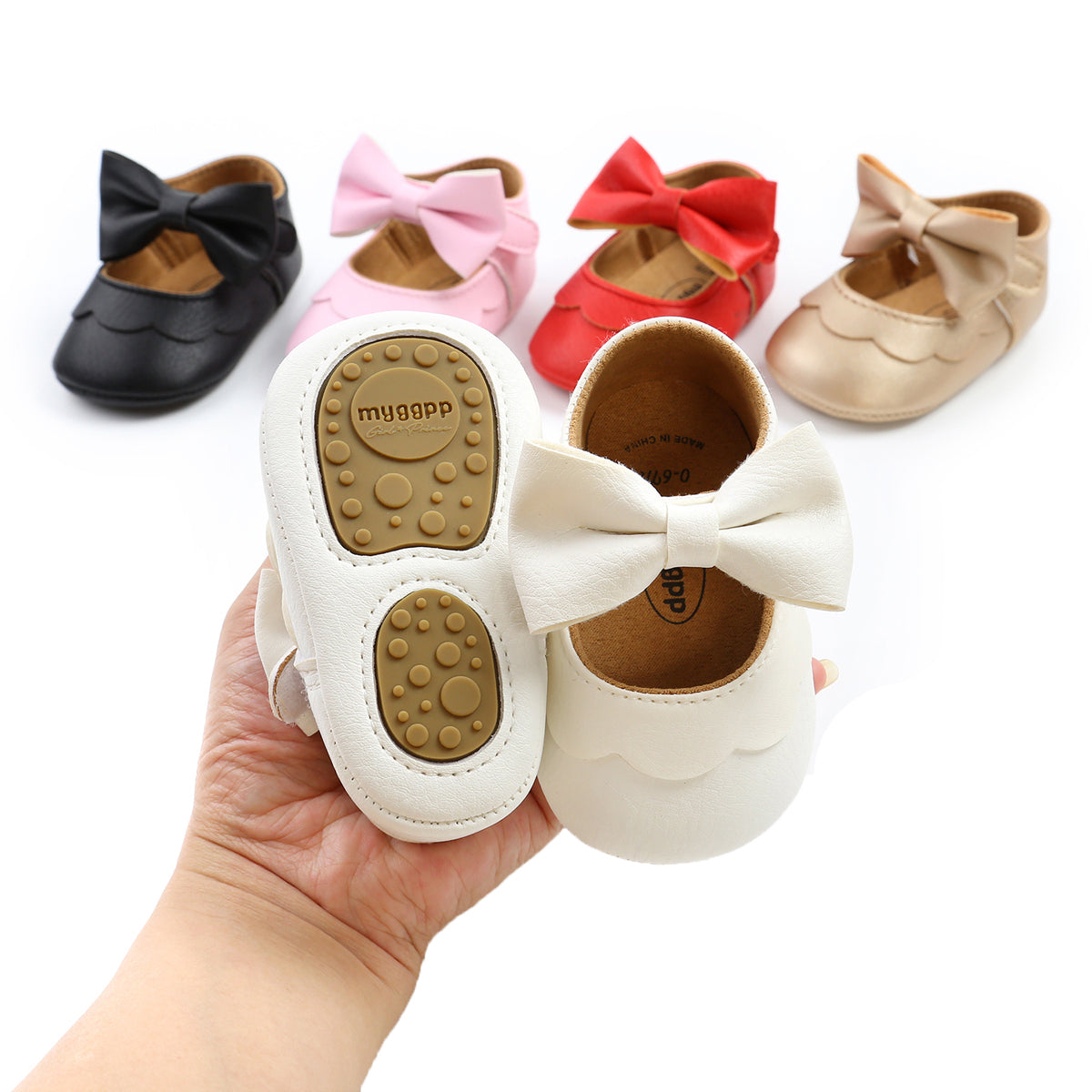 0-18M Newborn Infant Baby Girls Princess Crib Shoes Bow Knot Solid Color First Walker Soft Sole Shoes