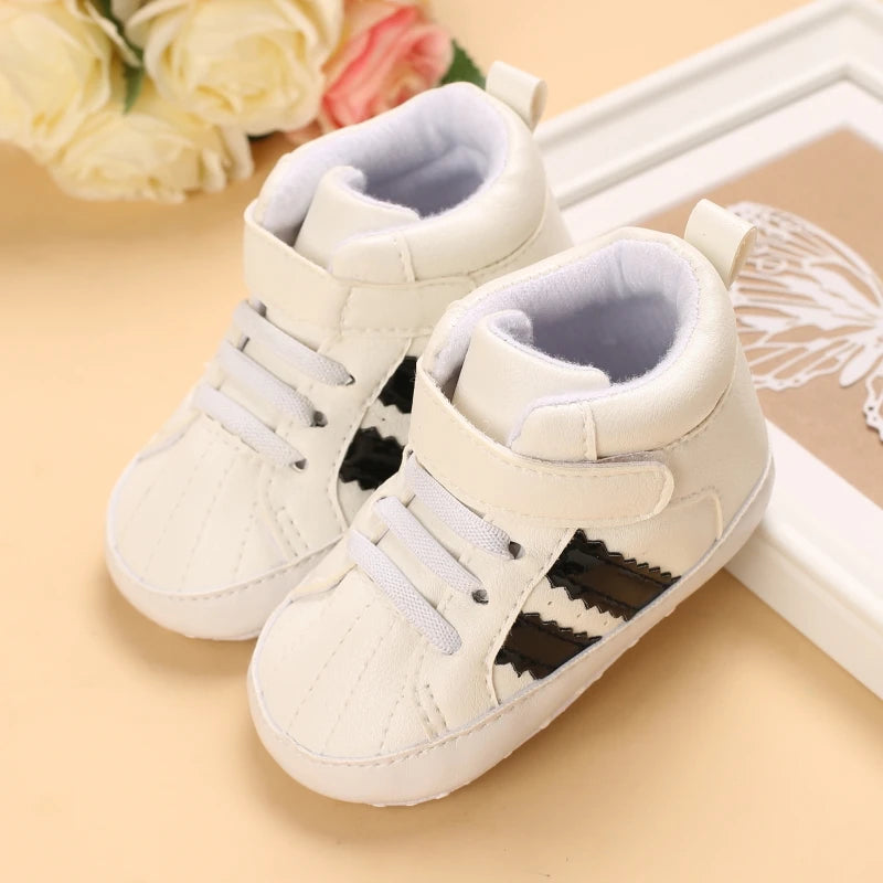 Boys And Girls Gentleman Shoes Soft Soled White Shoes Leisure Sports Shoes Newborn First Walk 0-18Months Bed Shoes