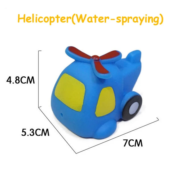 Baby Bath Toy Swimming Water Toys Cartoon Soft Rubber Car Boat Plane Float Squeeze Sound Water Spray Kids Water Play Toys Gifts