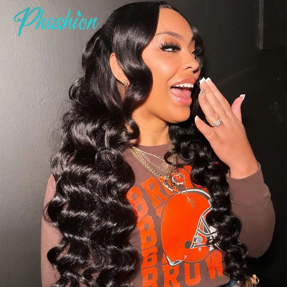 Phashion 26 28 30 Inch13x6 Lace Frontal Loose Water Curly Deep Pre Plucked Swiss HD Transparent Full Front Only 100% Human Hair