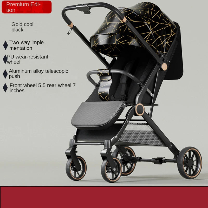 Two-way Baby Stroller can Sit or Lie Down Newborn Baby Stroller Simple Folding Ultra-lightweight Shock-absorbing Wheels