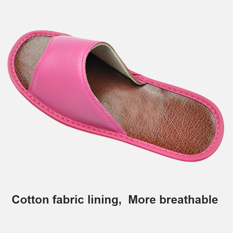 Big sizes Genuine Cow Leather Slippers Homes in indoor slipper summer open toe sandals men women elderly casual Slides shoes