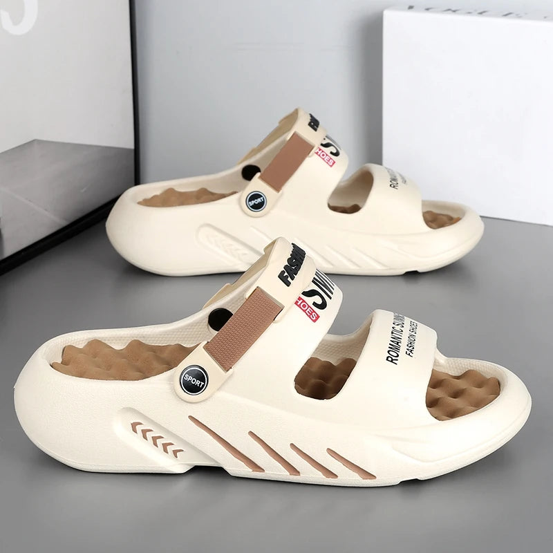 2024 Summer Men's Massage Slippers Outdoor Sandals Beach Comfortable Soft Slides Indoor Casual Shoes Men Sandals Big Size 47 48