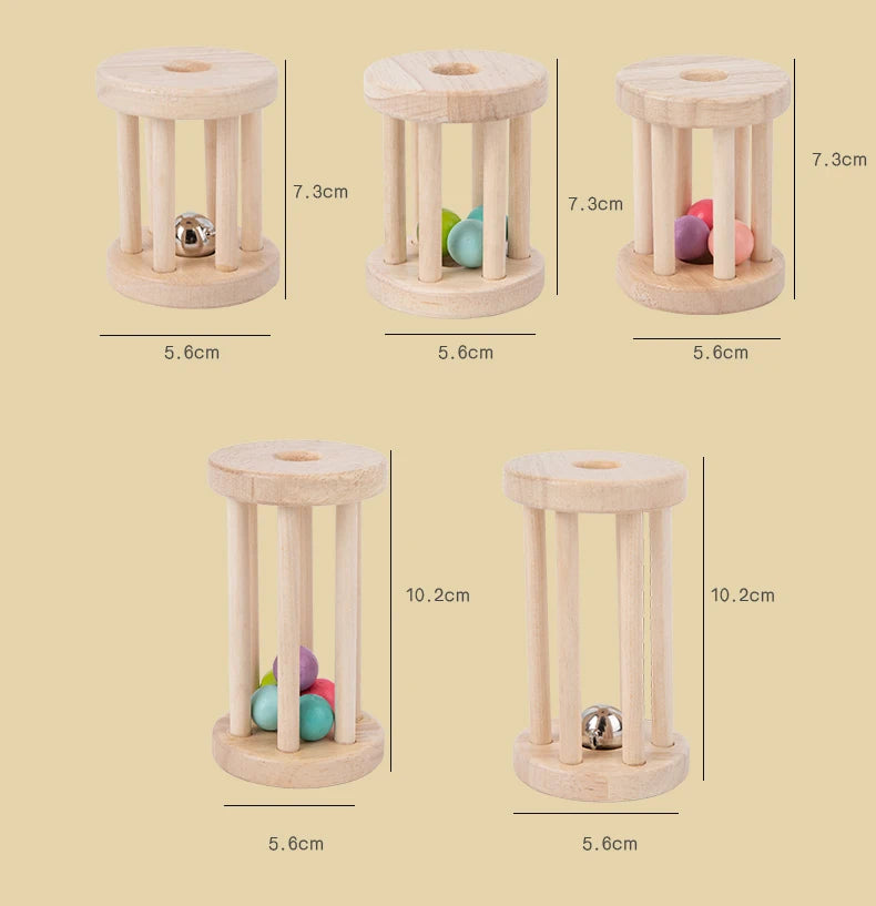 Baby Music Toy Wood Rolling Cage Bell Coloful Rattles & Mobiles Early Developmental Sound Infant & Toddler Musical Toys Boy Girl