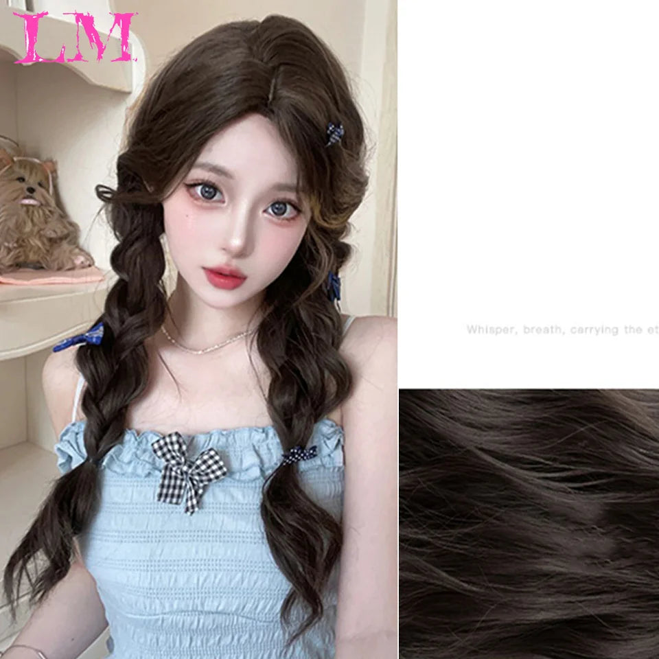 LM Straight Synthetic Lace Front Wig For Women 38 Inch Long Ombre Brown Red Blonde Hightlight Lace Frontal Wigs Cosplay Wig