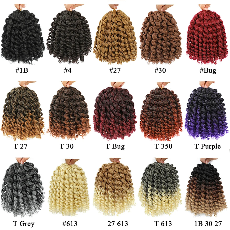 Wand Curl Crochet Braids Hair 8 Inch 1B 30 27 Bug Ringlet Twist Extensions with Jamaican Bounce Crochet Hair Crochet Curly Hair