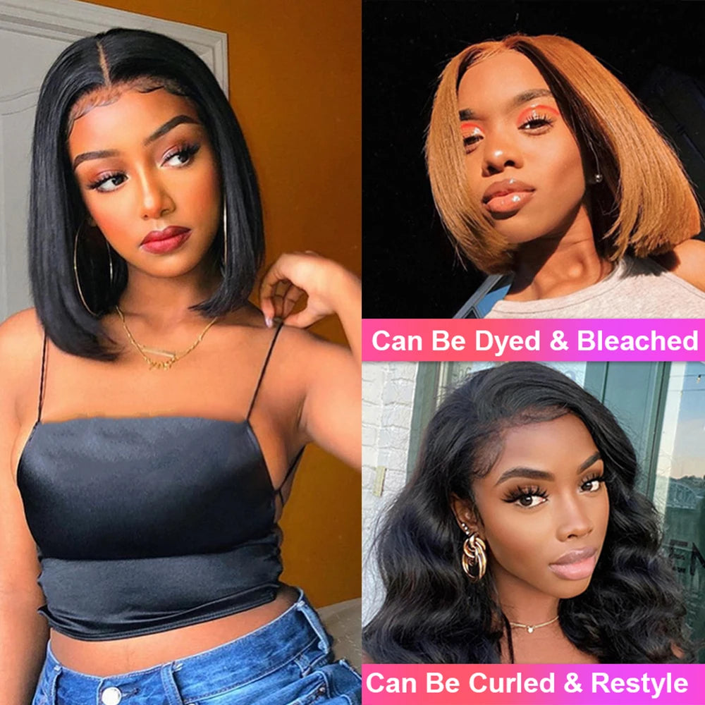 Human Hair Lace Wigs Cranberry Hair Straight Lace Front Wig Peruvian Hair Bob 13x4 Lace Front Wigs Short Bob 4x4 Closure Wig