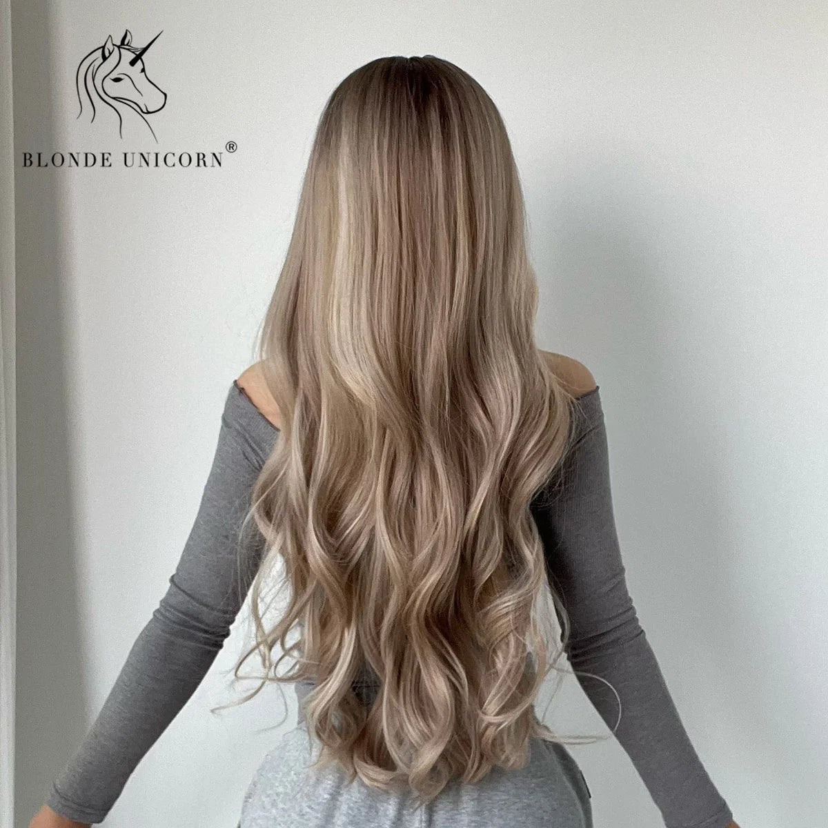 Blonde Unicorn Synthet Wig Long Wavy Mixed Brown Blonde for White Black Women Daily Party High Density Temperature Fibre Hair