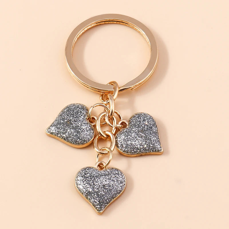 Lovely Colorful Heart Keychain Love Keyrings Valentine's Day Gift Key Chains for Women Girls Car Key Handbag Jewelry Accessories