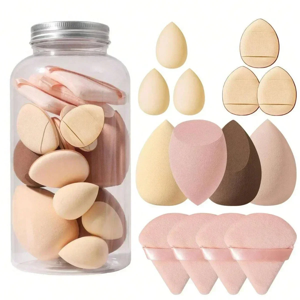 12/14Pcs Makeup Sponge Blender Beauty Egg Foundation Sponges with Storage Bottle Powder Puffs Cosmetic Puff Make Up Accessories