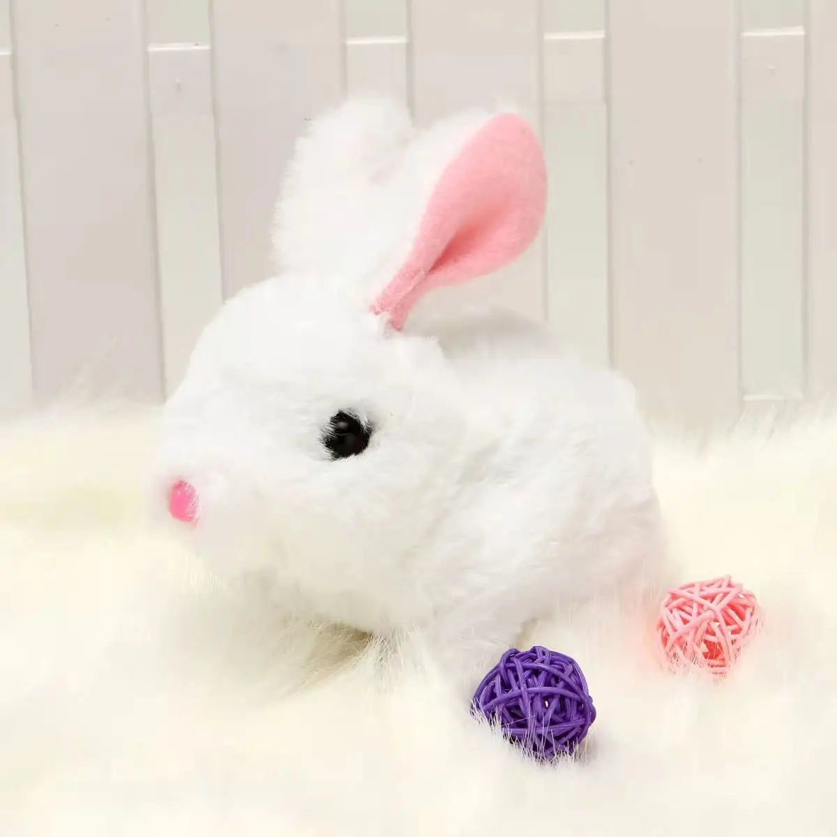 Long-haired bunny electric plush toy soft plush simulation shape small animal doll battery interactive children's favorite gift