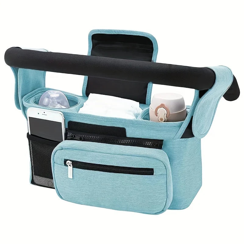 Baby Stroller Manager With Non-slip Strap And Insulated Cup Holder, Mobile Phone Baby Stroller Bag, Suitable For Uppababy,