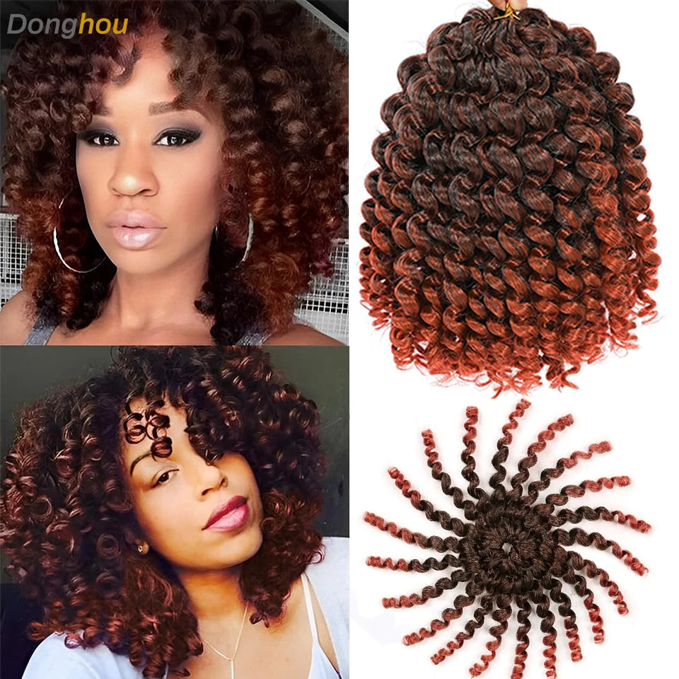 Wand Curl Crochet Braids Hair 8 Inch 1B 30 27 Bug Ringlet Twist Extensions with Jamaican Bounce Crochet Hair Crochet Curly Hair