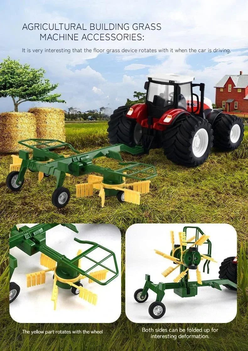 6601 Rc Car 1:24 Alloy Remote-Controlled Tractor Toy Headlights Simulation Electric Farm Truck Toy Set Kid Outdoor Surprise Toy