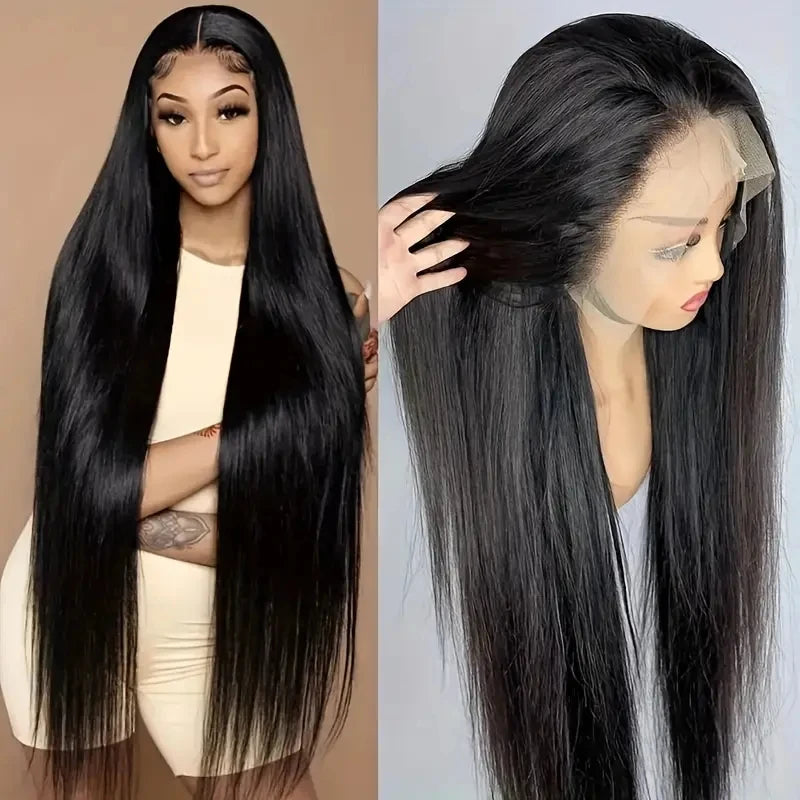 Peruvian Hair Bone Straight 13x6 Transparent Lace Frontal 100% Human Hair Wigs 220% Density Virgin 13x4 Lace Front Wig For Women