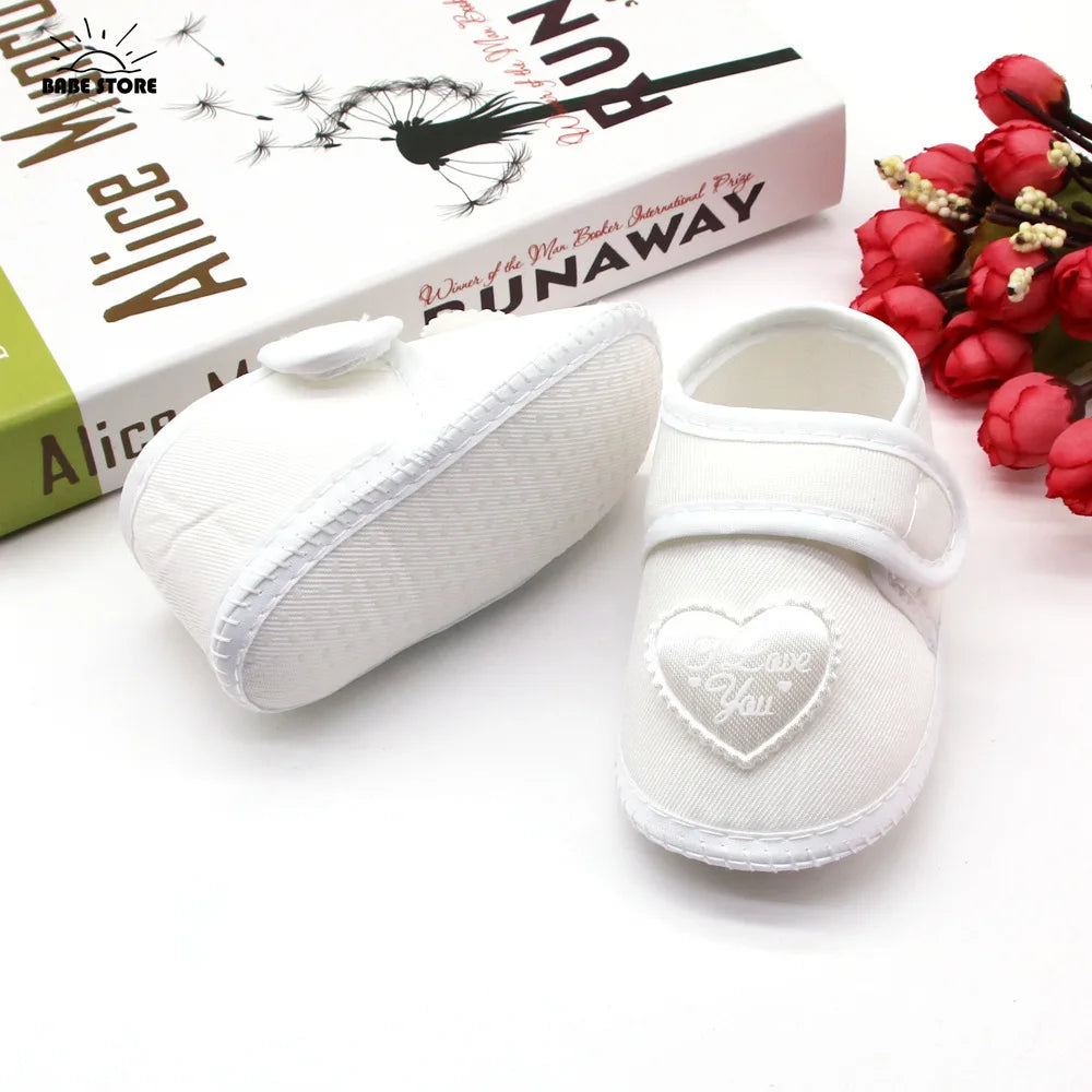 1 Pair Spring Autumn Baby First Walkers Infant Baby Girls Boys Anti-Slip Shoes Heart-shaped Newborn Slipper Shoes 0-18 Months