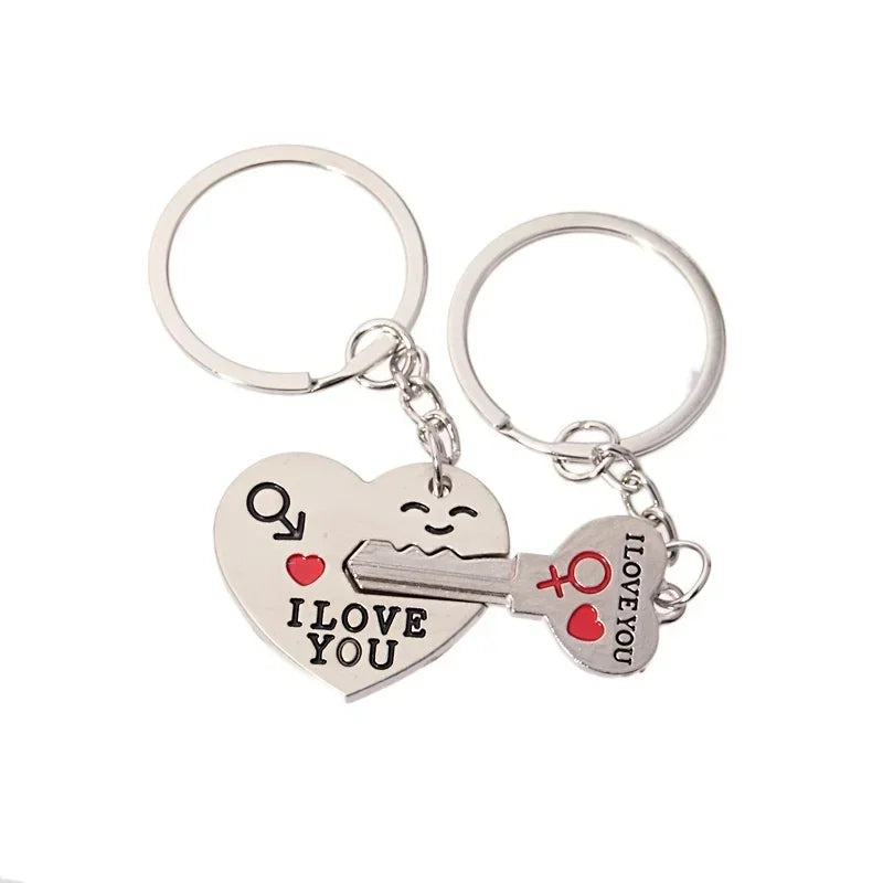 Delysia King Arrow I Love You Heart Couple Key Chain Ring Cute Letter Printing Keyring Lover Gift Valentine's Day