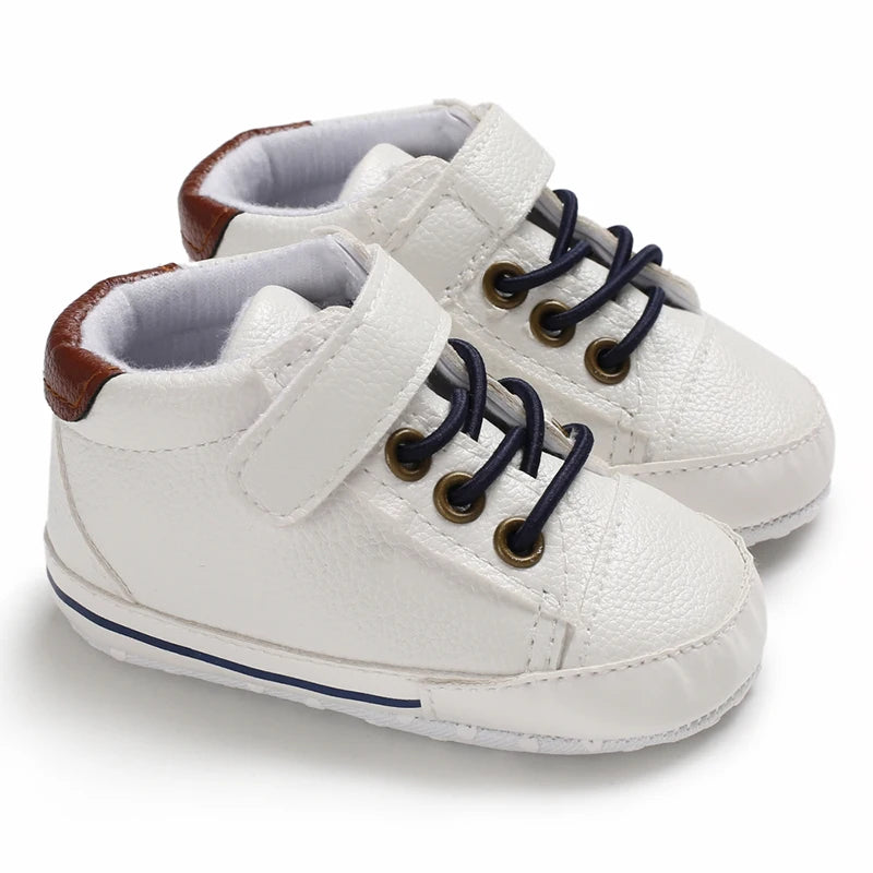 Boys And Girls Gentleman Shoes Soft Soled White Shoes Leisure Sports Shoes Newborn First Walk 0-18Months Bed Shoes