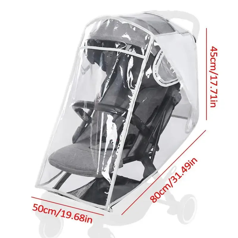 Universal Stroller Rain Cover Baby Car Seat Wind Dust Shield Transparent Waterproof Breathable Trolley Raincoat Accessories