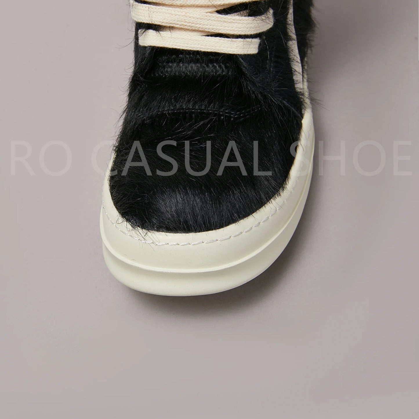 Ricks Black Horse hair High Top Geobasket Owens Quality Men Shoe Zipper Women Sneaker Casual Owens Design boots & Shoes