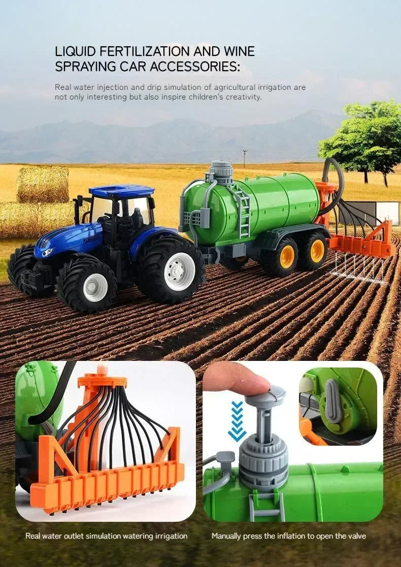 6601 Rc Car 1:24 Alloy Remote-Controlled Tractor Toy Headlights Simulation Electric Farm Truck Toy Set Kid Outdoor Surprise Toy