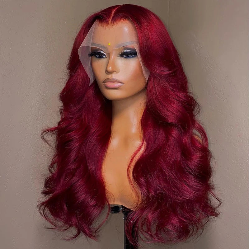 Burgundy 99j Body Wave Lace Front Wig Red HD Lace Frontal Wigs For Women 100% Brazilian Bleached Wigs Human Hair On Promotion