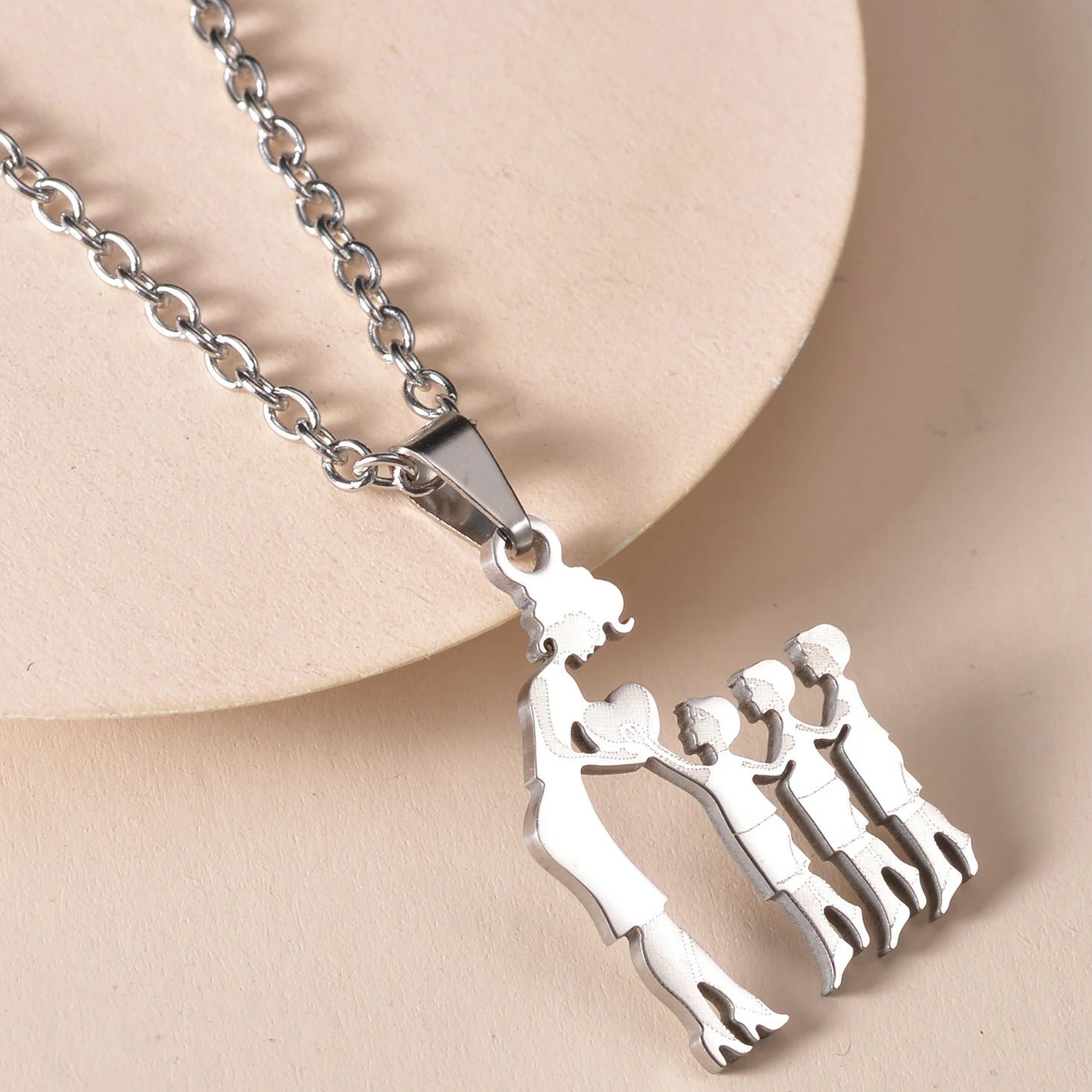 MeMolissa Mom Daughter Pendant Mother's Day Necklace Stainless Steel Jewelry For Women Wife Men Family Charm Love Gifts