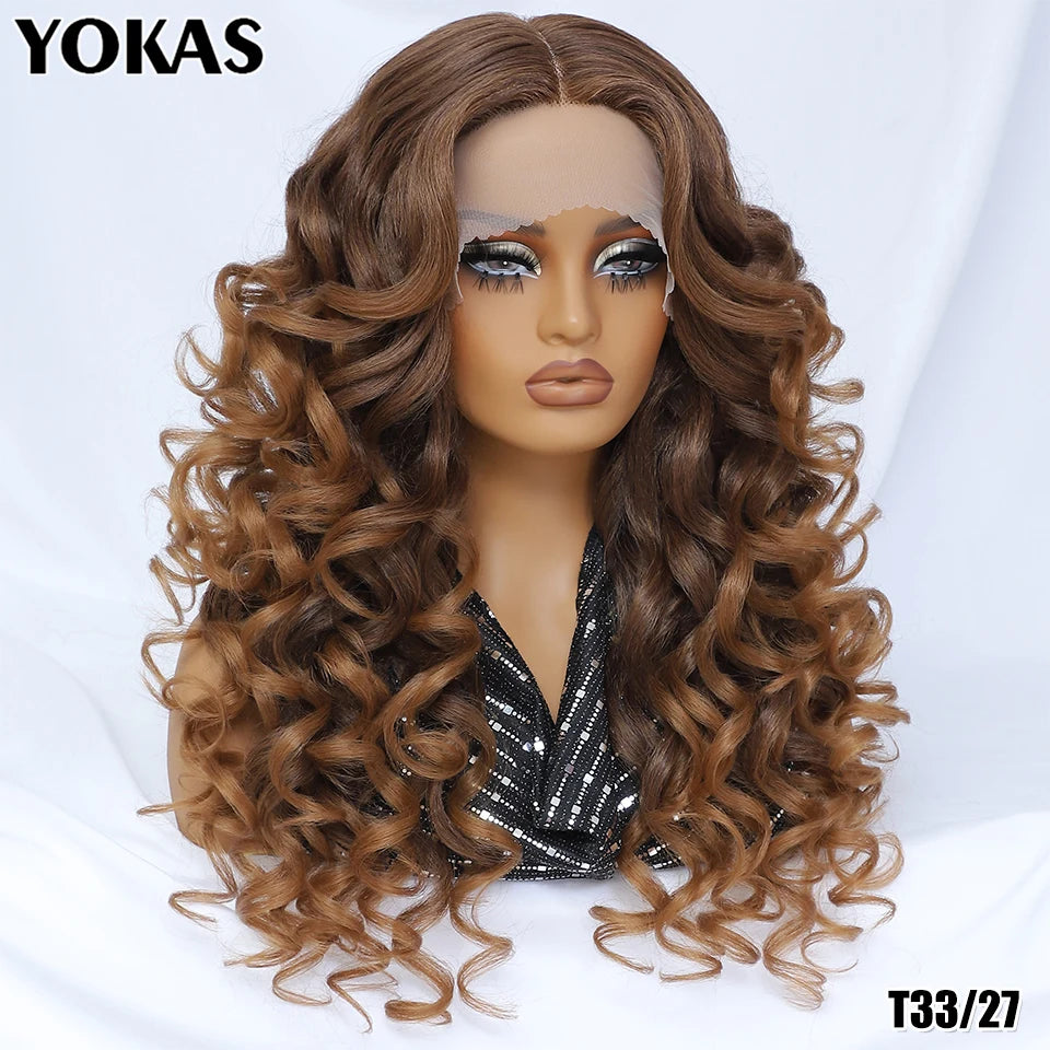 Latisha 24 Inch Synthetic Lace Front Wigs For Black Women With Hight Temperature Fiber Loose Curl Afro Lace Front Wig For Female