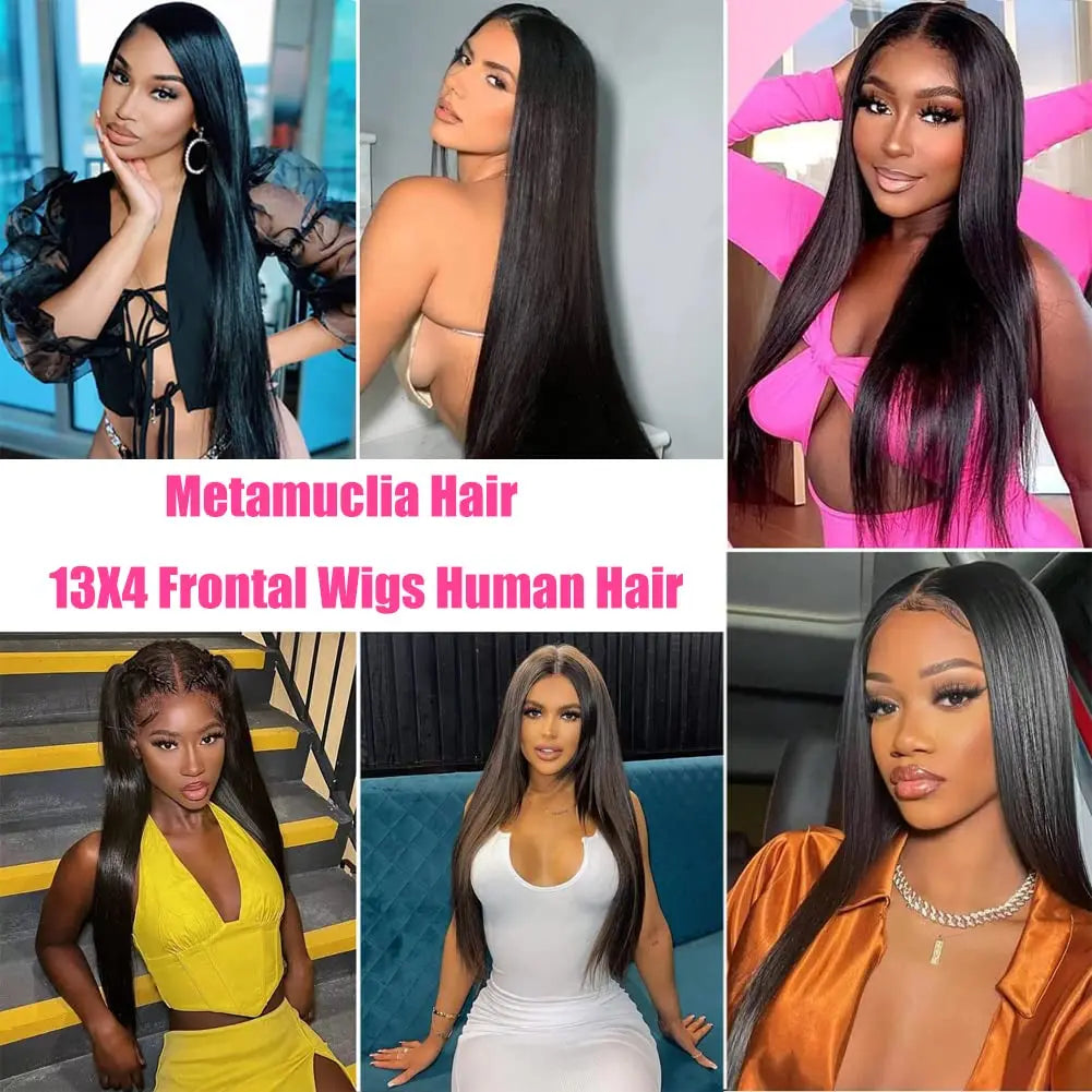 30 40Inch Bone Straight 13x4 13x6 Hd Lace Frontal Wigs For Women Brazilian Black Wigs Human Hair Wigs 100% Remy Hair