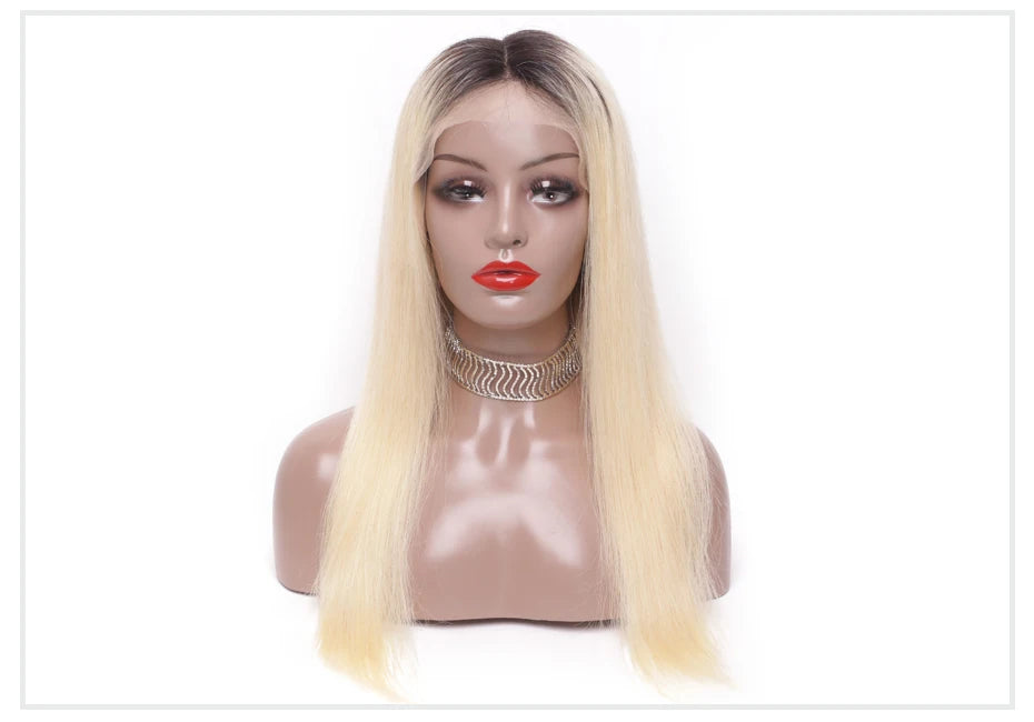 13x6 Transparent 1B 613 Lace Frontal Wigs 30 32 34 Inch Peruvian Remy Blonde Ombre Straight Lace Front Human Hair Wigs for Women