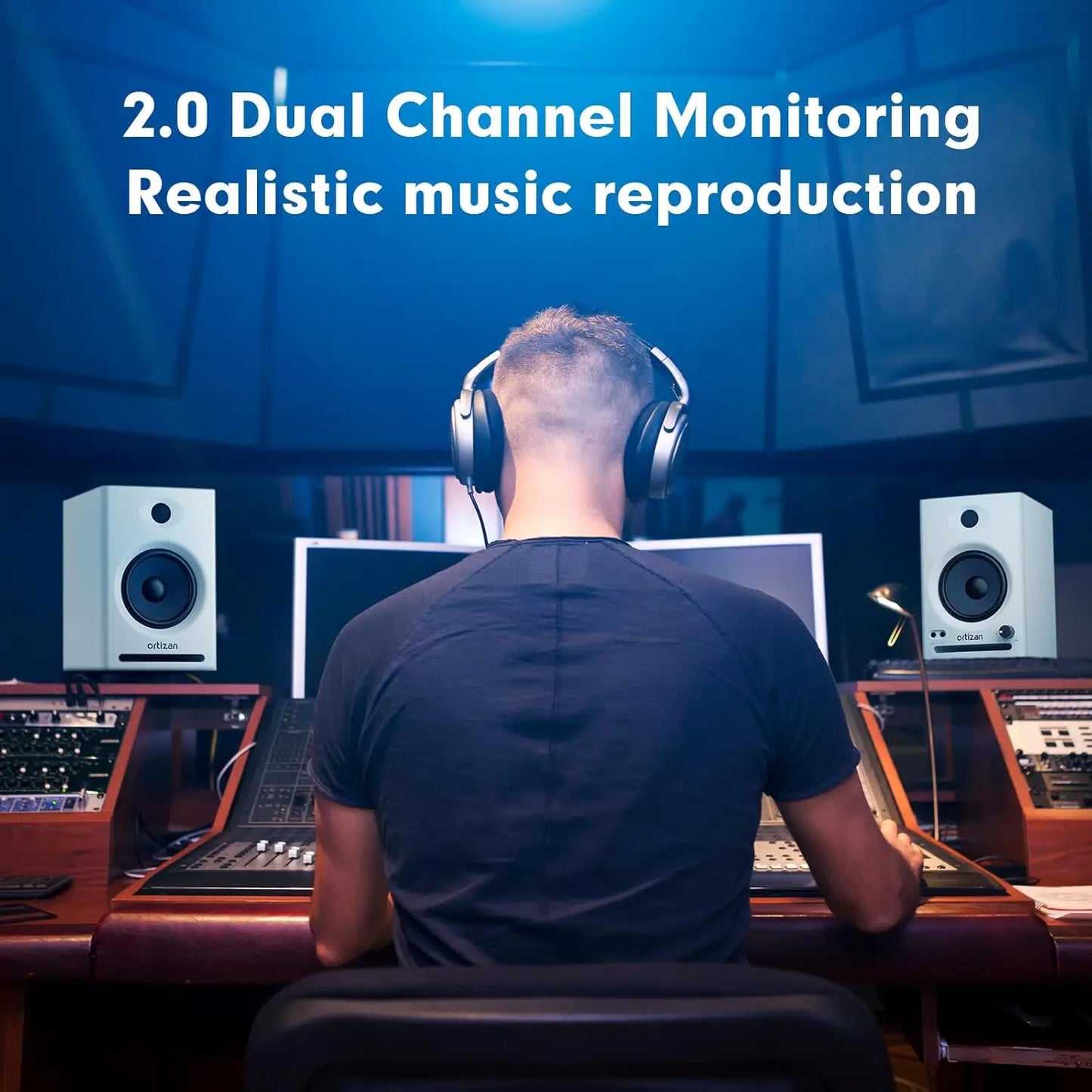 Ortizan C7 Dual-Mode 2.0 Studio Monitors, Active Monitor Speakers for Near Field Music Production, Bluetooth Computer Speakers