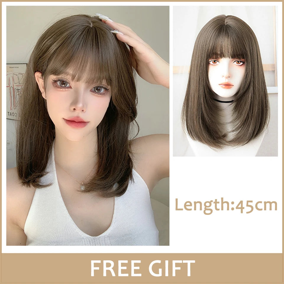 LM Straight Synthetic Lace Front Wig For Women 38 Inch Long Ombre Brown Red Blonde Hightlight Lace Frontal Wigs Cosplay Wig