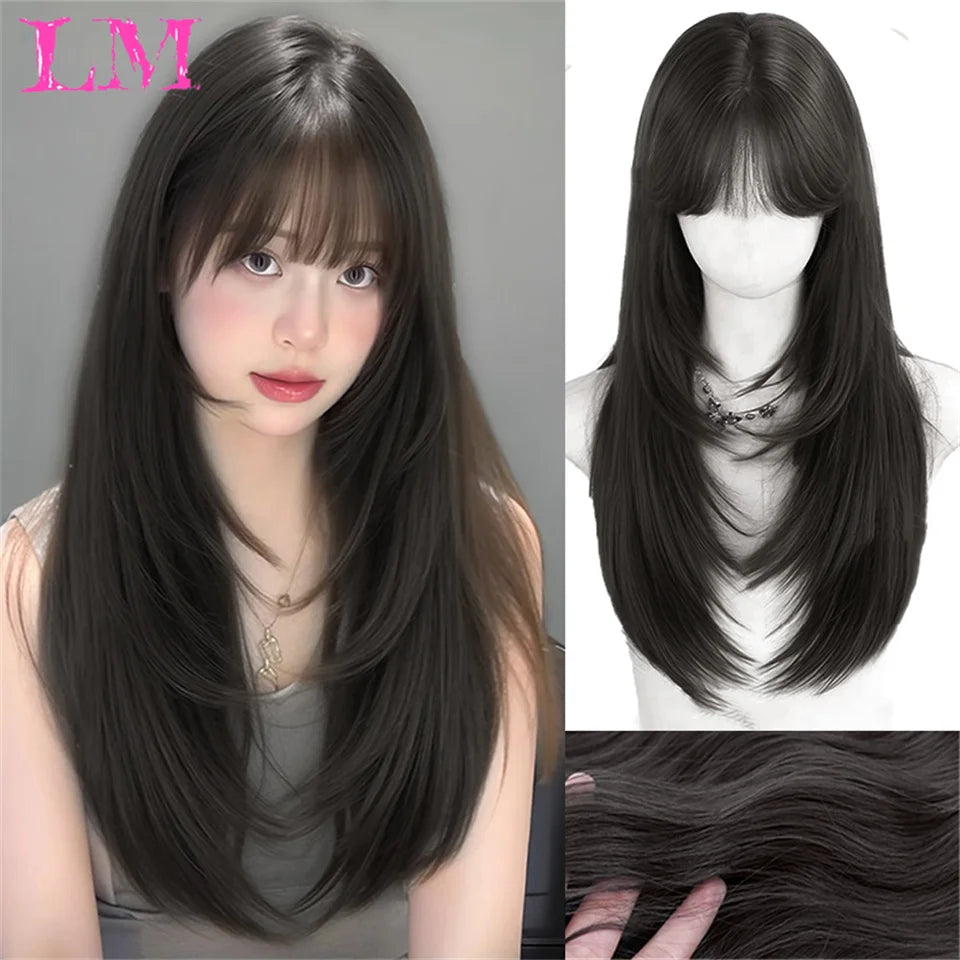 LM Wave Synthetic Wig for Black Women Wear Deep Curly Soft Wig Natural Black Color Replacement Wigs for Daily Party Use