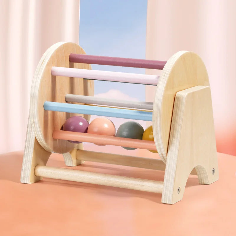 Montessori Infant Wooden Toys Color Spinning Coin Box Macaron Wooden Toys Permanent Box Round Rectangular Box Baby Toys