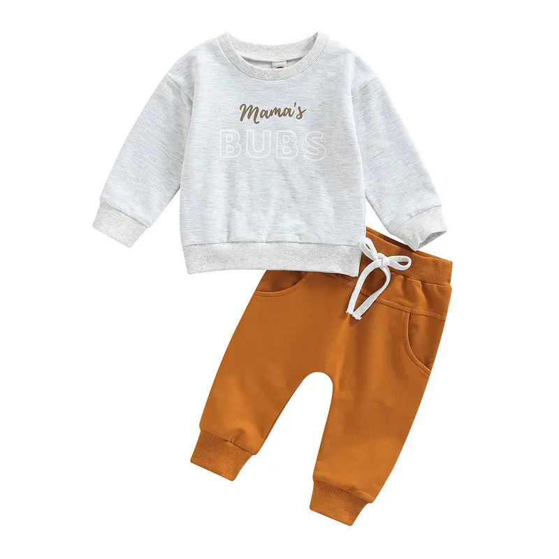 RUEWEY Pant Sets Baby Boy Clothes Fall Infant Top and Bottom Sets for Children Letter Long Sleeve Suit Baby Groups Clothing