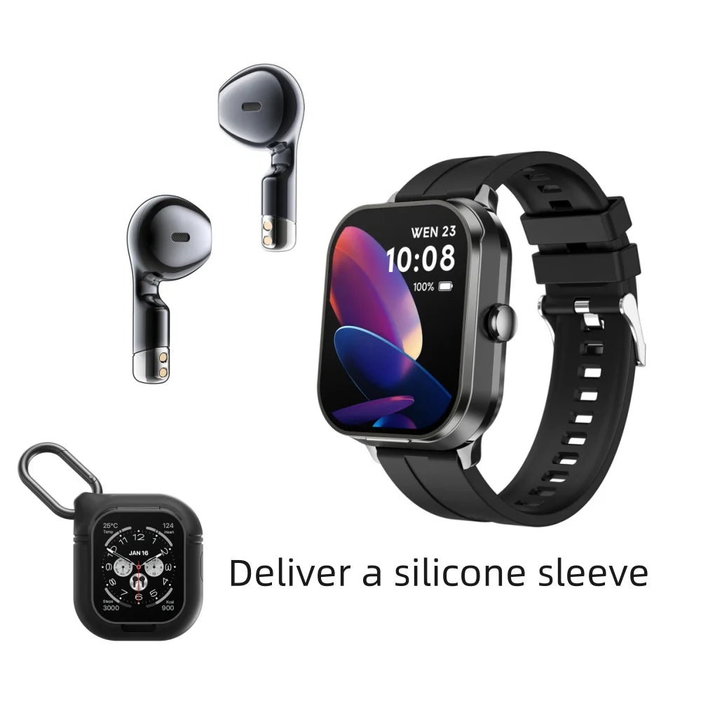 Smart Watch And TWS Earphones Upgraded 2-in-1 2.01inch Full Touch Screen Display, Message, Compatible With IPhone/Android Phones