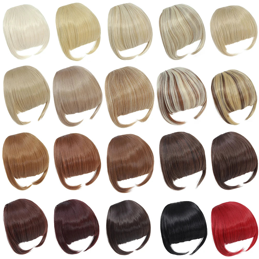 High Quality Synthetic Wig Flat Bangs Hair Extension Clip in Bangs with Temples 6 Inches Front Face Bangs for Women Girls Daily