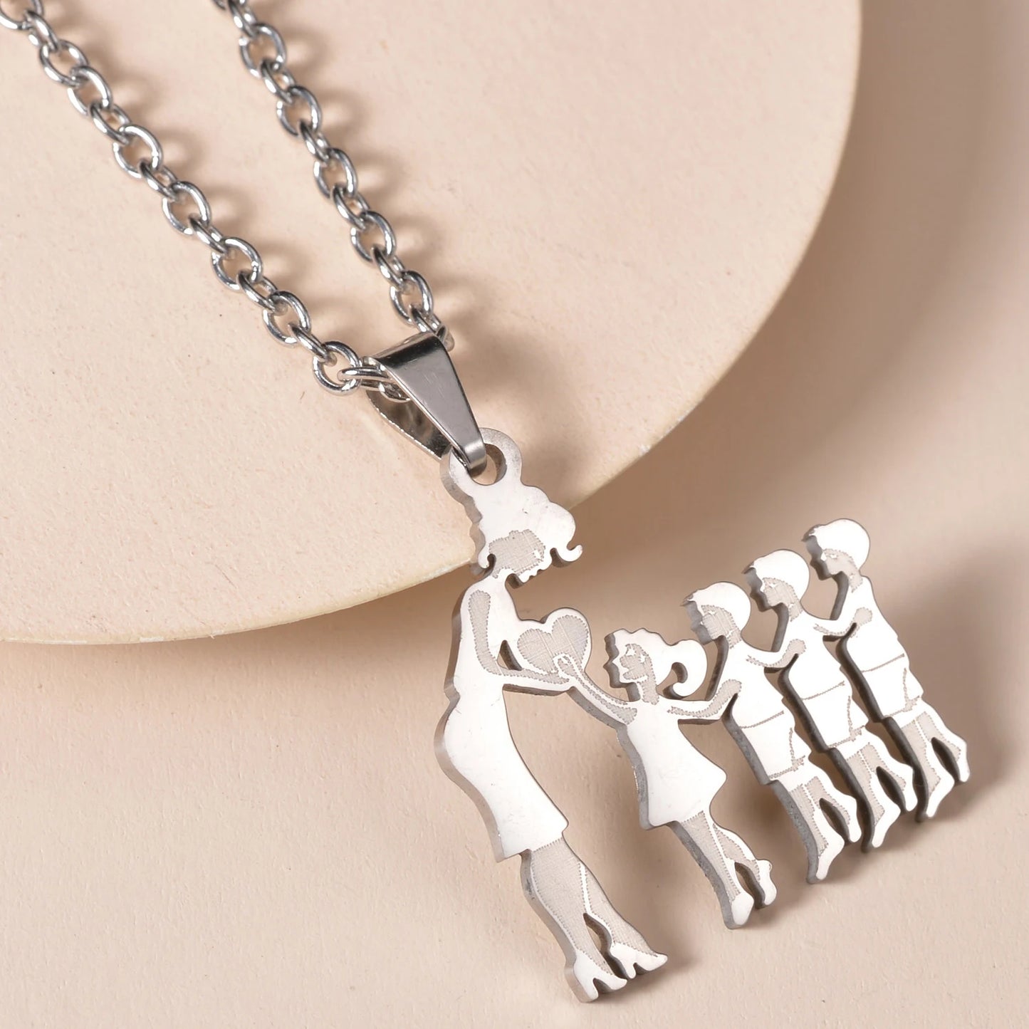 MeMolissa Mom Daughter Pendant Mother's Day Necklace Stainless Steel Jewelry For Women Wife Men Family Charm Love Gifts