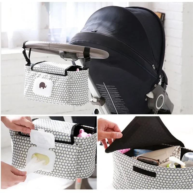 Baby Stroller Organizer Bag Mummy Diaper Bag Hook Baby Carriage Waterproof Large Capacity Stroller Accessories Travel Nappy