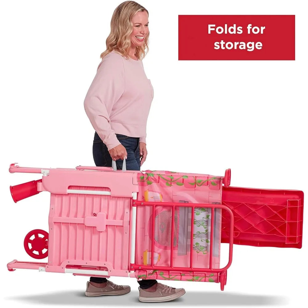 Radio Flyer Play & Fold Away Princess Castle, Toy Slide, Fort, & Climbing Playhouse