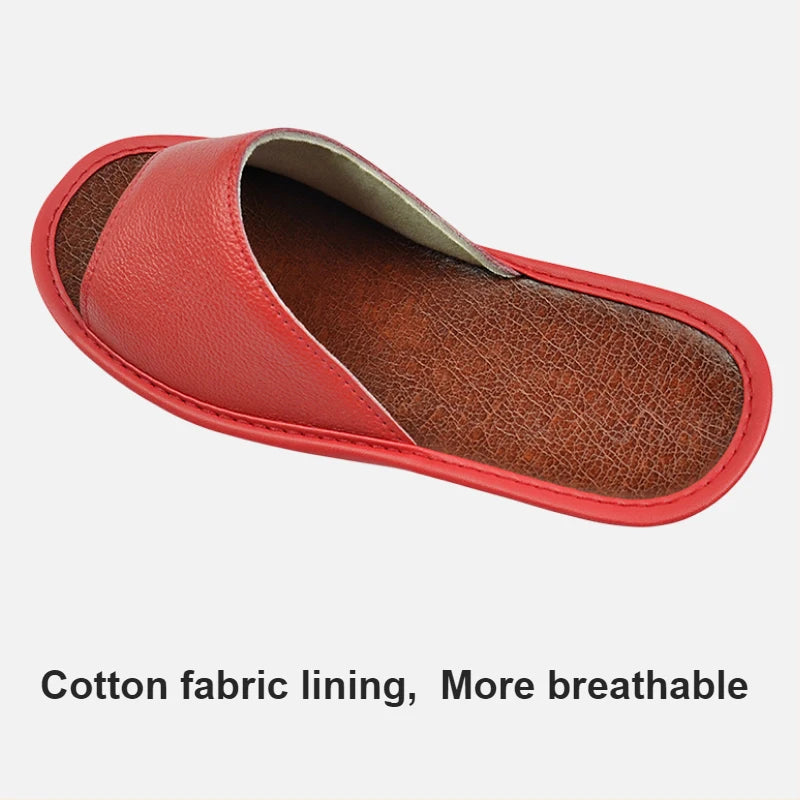 Big sizes Genuine Cow Leather Slippers Homes in indoor slipper summer open toe sandals men women elderly casual Slides shoes