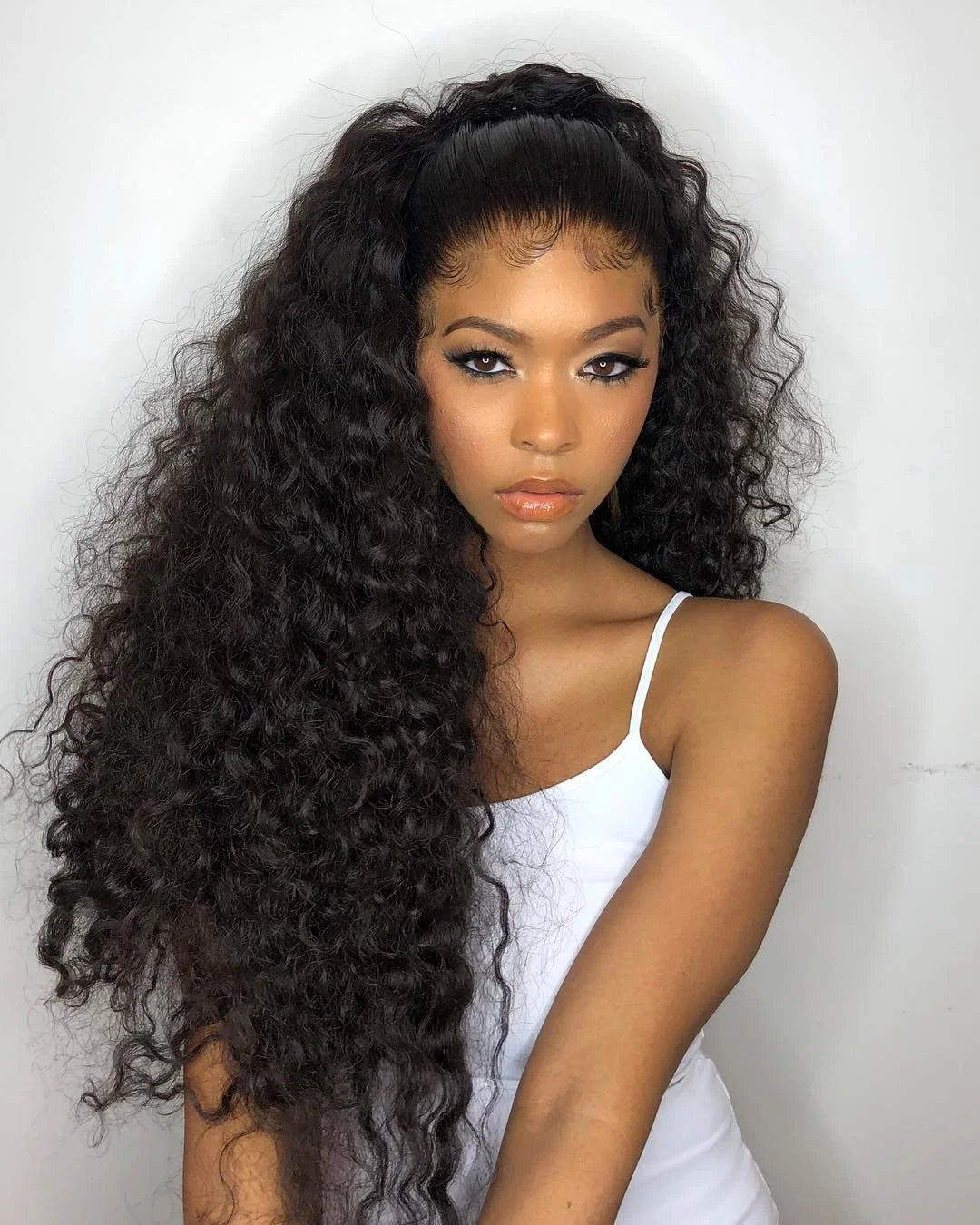 Curly 360 Lace Front Human Hair Wigs 250 Density Brazilian Deep Wave 40 Inch 13x6 HD Lace Frontal Wig 100% Human Hair Preplucked